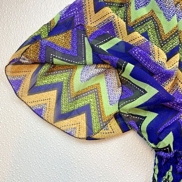 Romantic Sini Chevron Pattern Bat Wing Sheer Women's Top Size Large - Picture 3 of 8